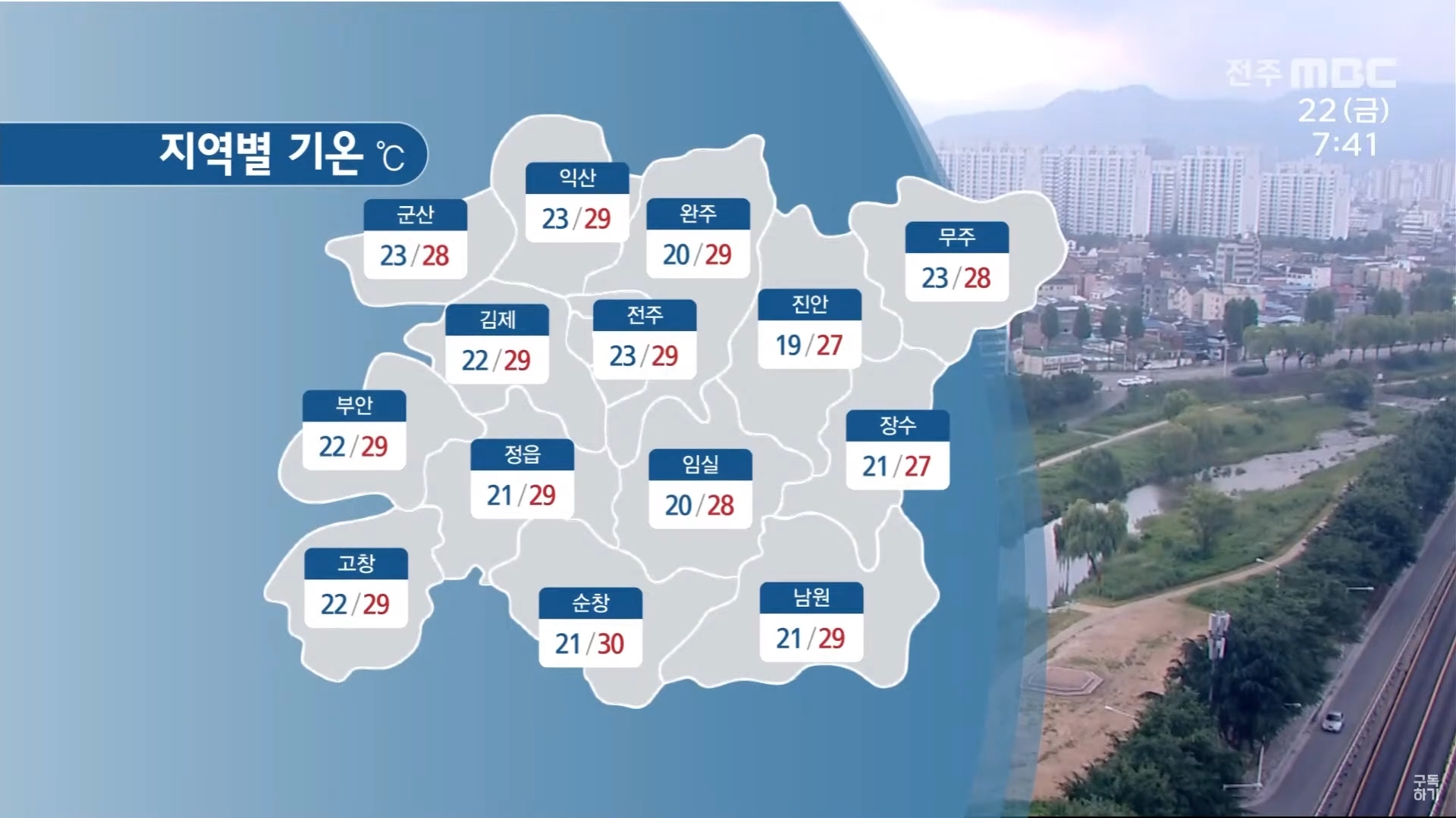 가끔 구름 많고 5~40mm 소나기..내일 저녁부터  비