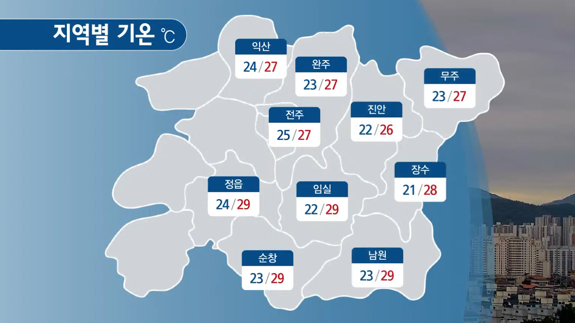 전북지역 대체로 흐려.. 곳에 따라 한때 비 예보