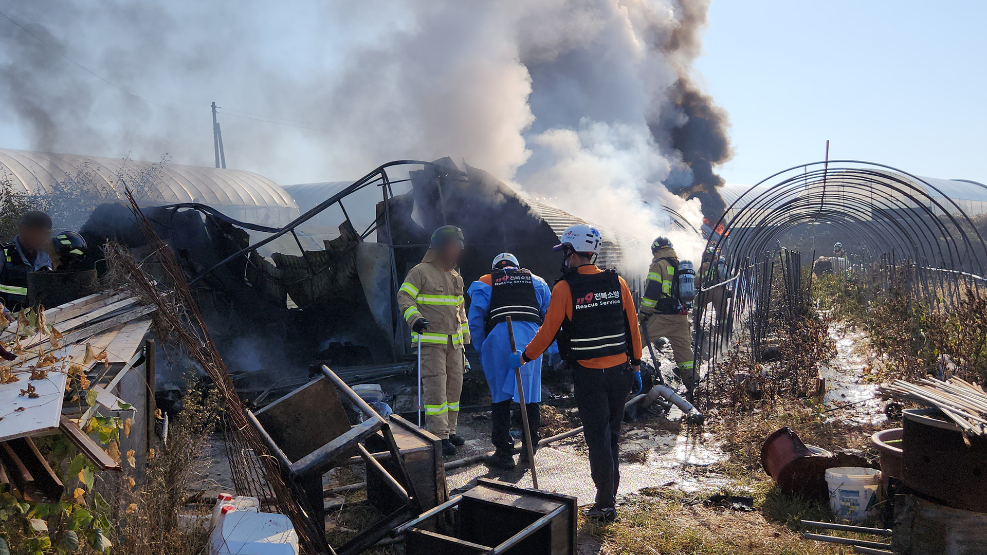 고창 공음면 비닐하우스 화재.. 수천만 원대 피해 발생