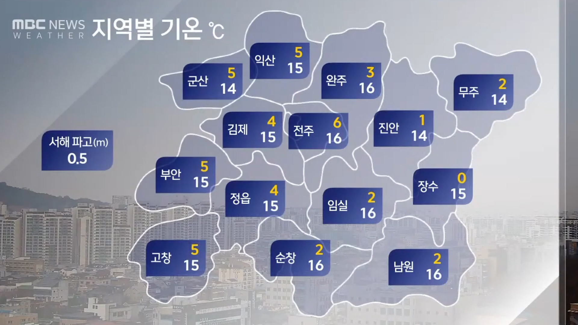 전북 지역 오후부터 '맑음'.. 일교차 10도 안팎