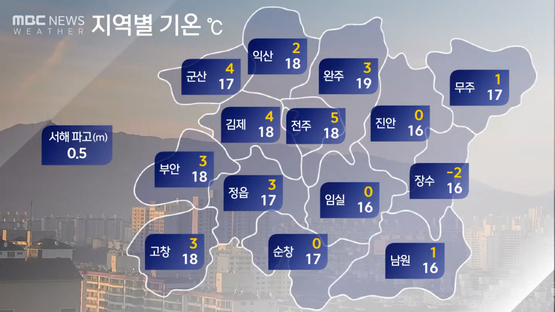대체로 맑다 오후부터 흐려져..낮 기온 16~19도