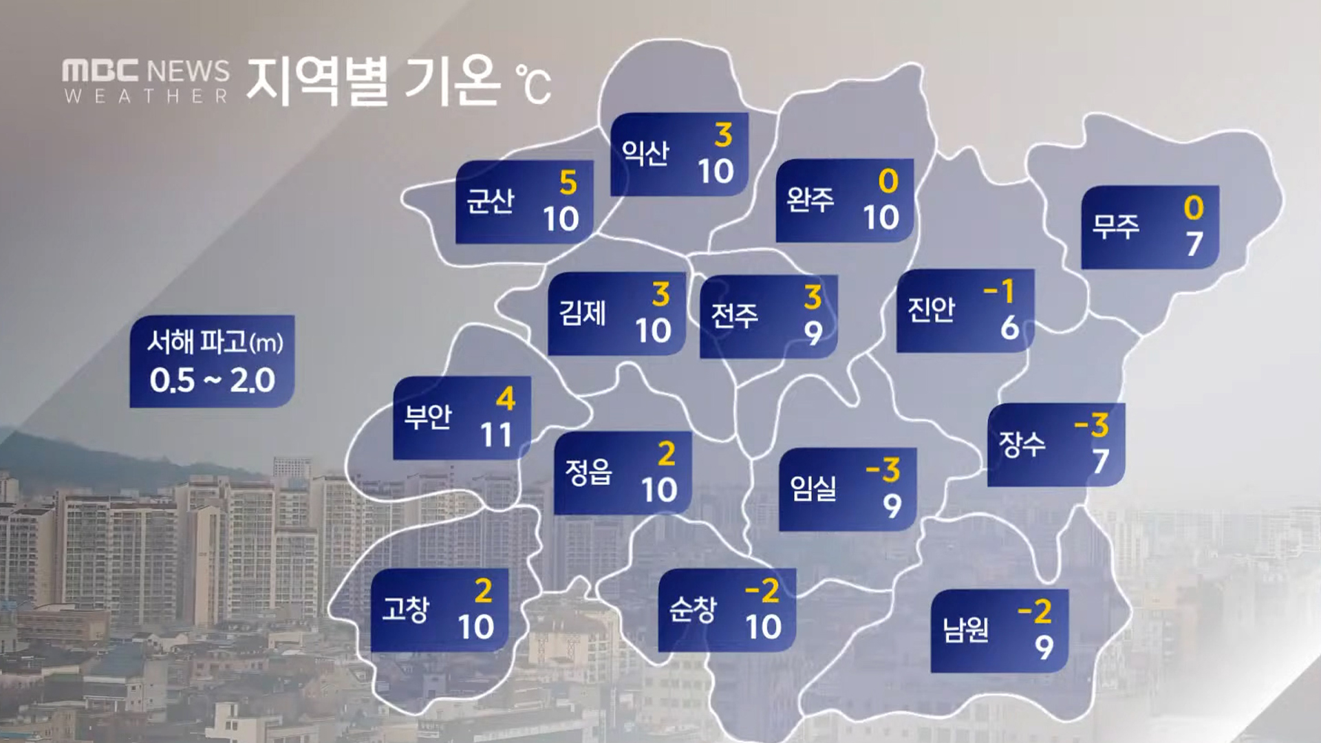 전북 지역 1cm미만 '눈'.. 아침기온 대부분 영하권