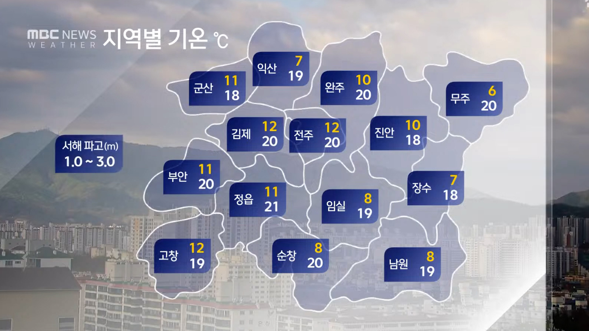 전북지역 강풍주의보.. 저녁까지 5mm 비