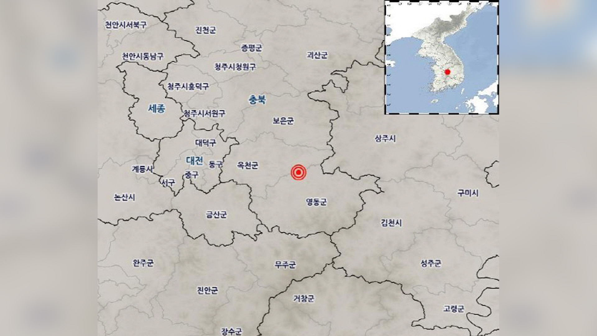충북 옥천 동쪽서 규모 3.1 지진 발생.. 진도 최대 4