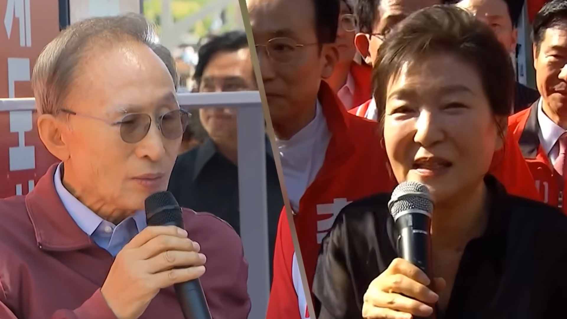 홍준표, 이명박·박근혜 지원 유세에 