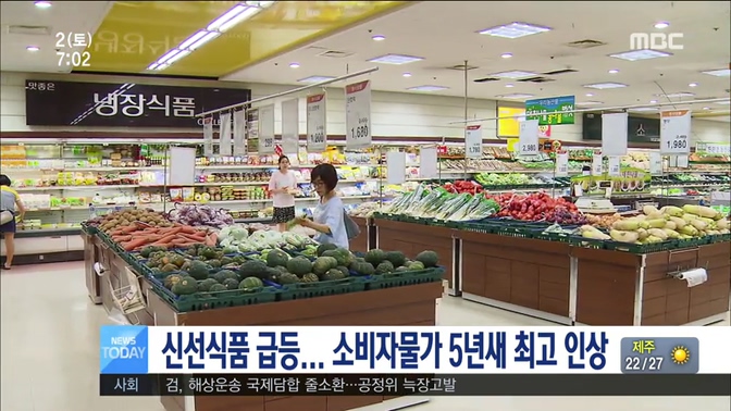 소비자물가 5년새 가장 많이 올라