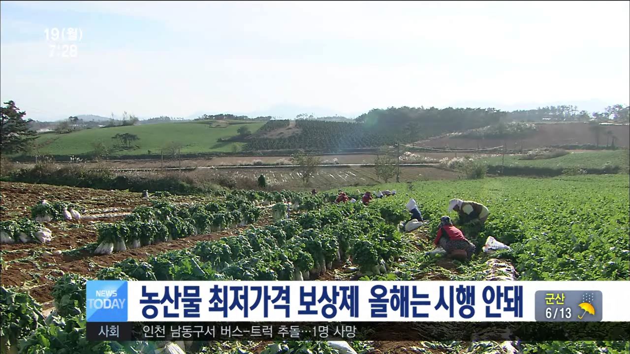 농산물 최저가격 보상제 올해는 시행 안돼